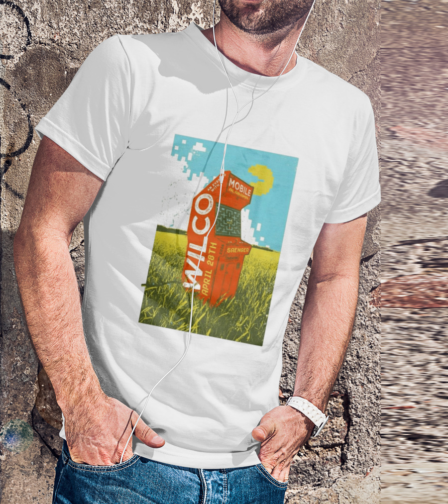 Wilco Saenger Mobile Alabama April 28th Arcade Retro Concert T-Shirt