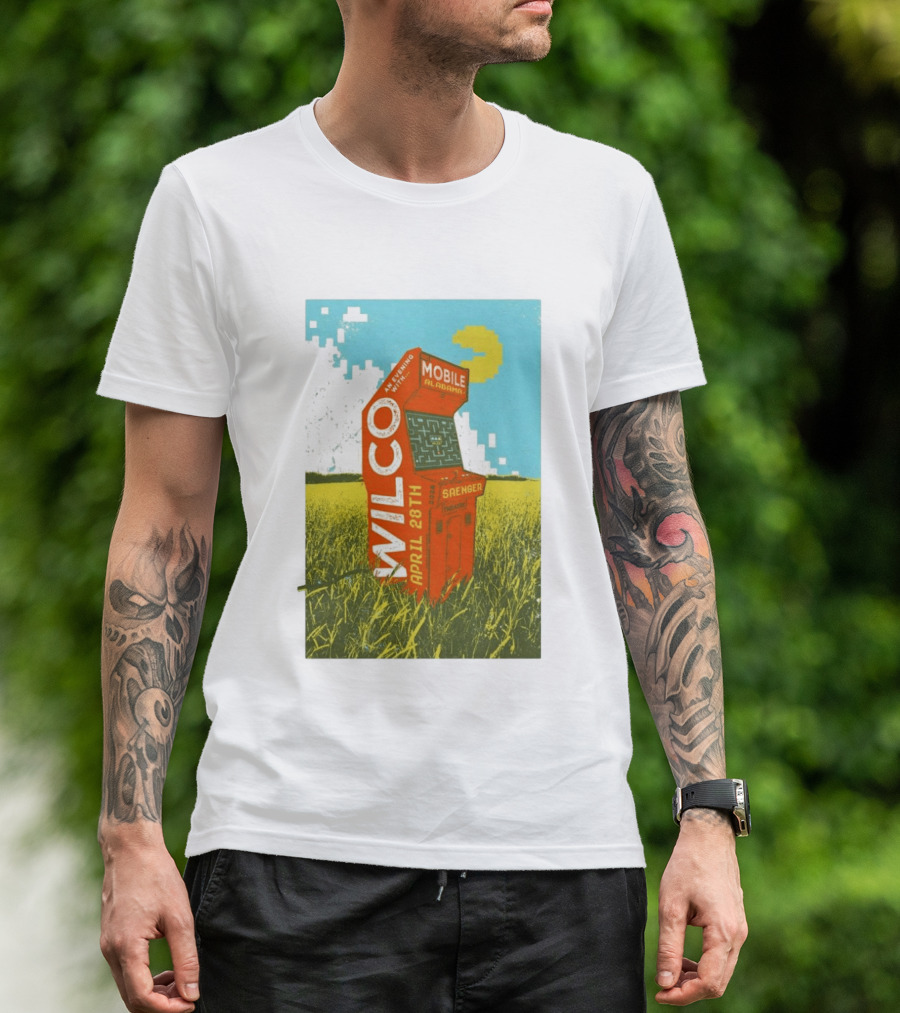 Wilco Saenger Mobile Alabama April 28th Arcade Retro Concert T-Shirt