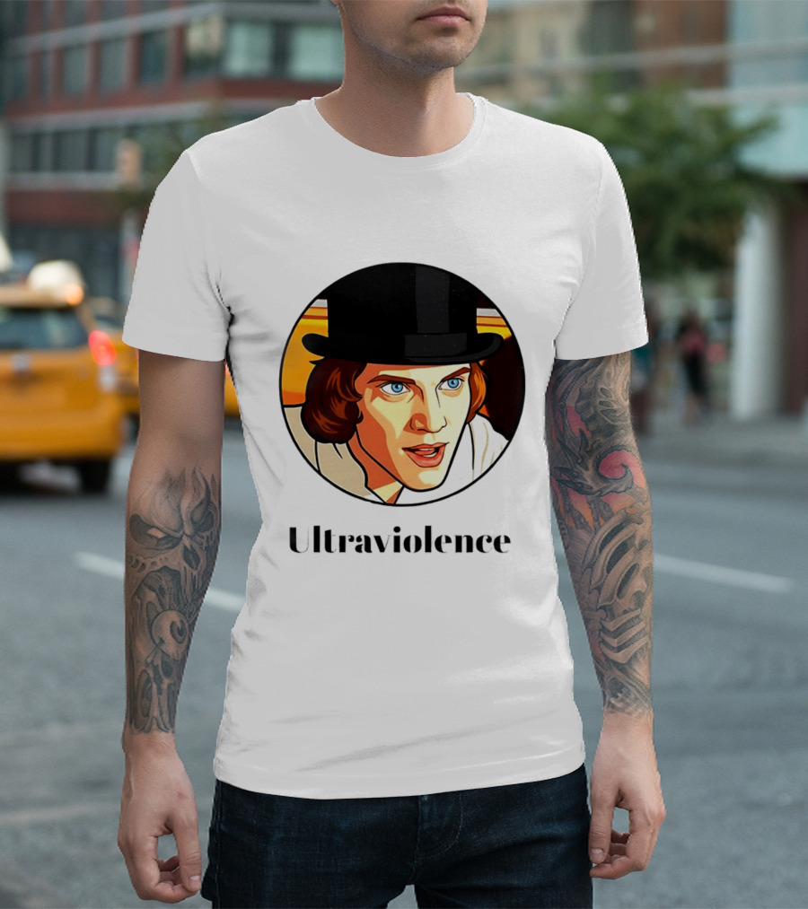 Alex DeLarge Ultraviolence Portrait Work Orange T-Shirt