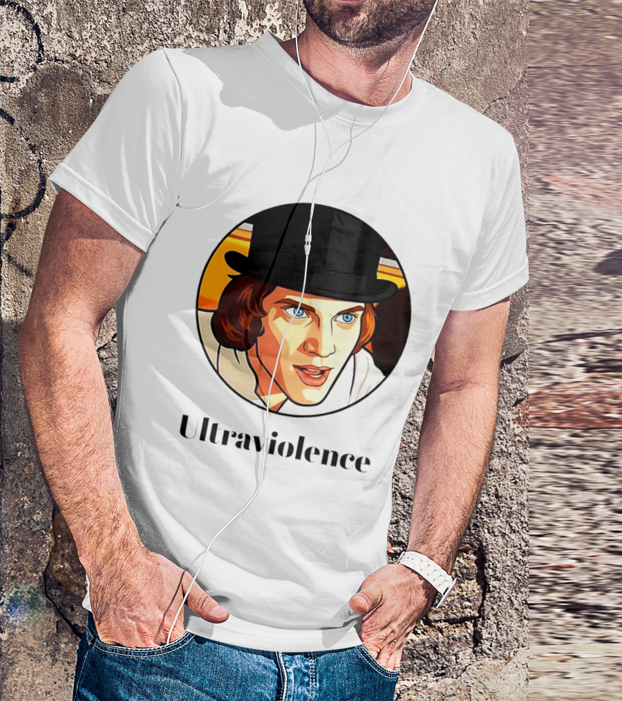 Alex DeLarge Ultraviolence Portrait Work Orange T-Shirt