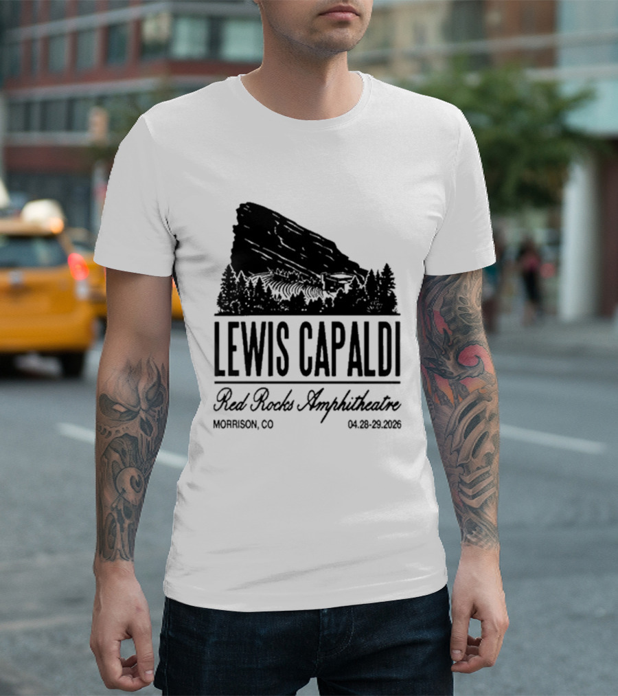 Lewis Capaldi Red Rocks Amphitheatre Morrison CO Apr 28 29 2026 T-Shirt