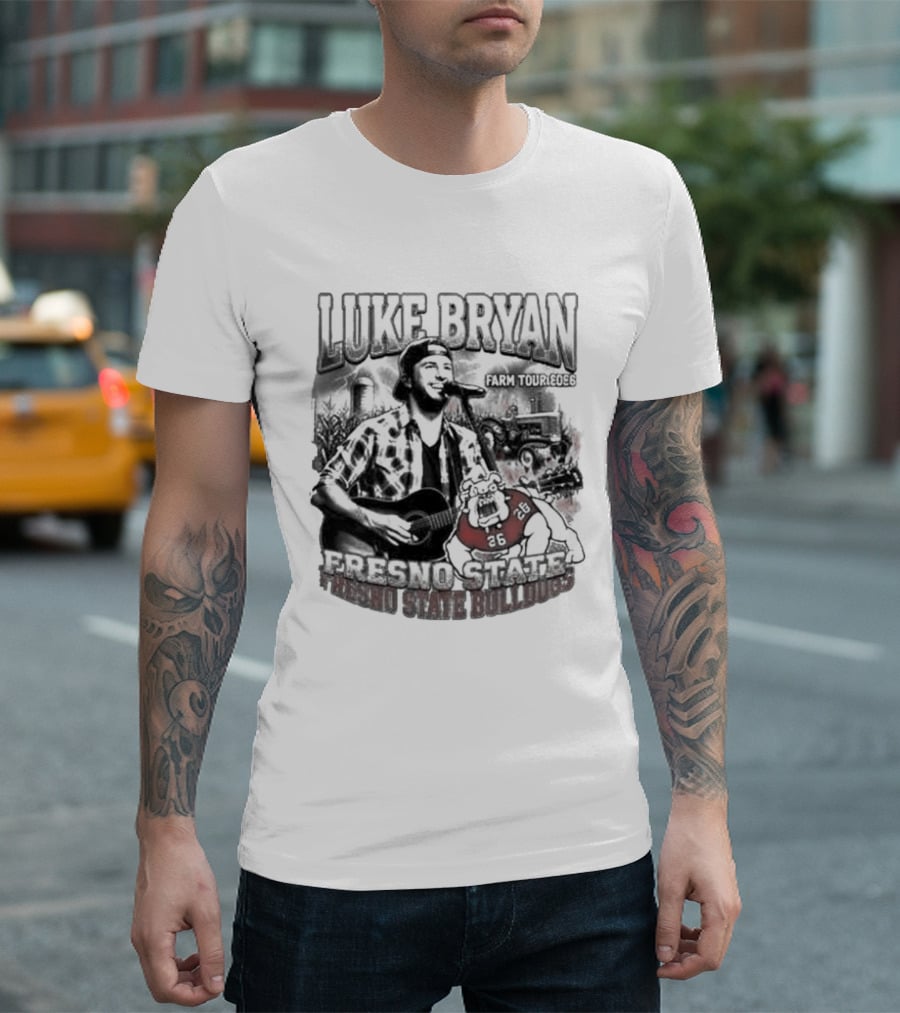 Luke Bryan Farm Tour 2026 Clovis California May 15 Fresno State Bulldogs NCAA T-Shirt