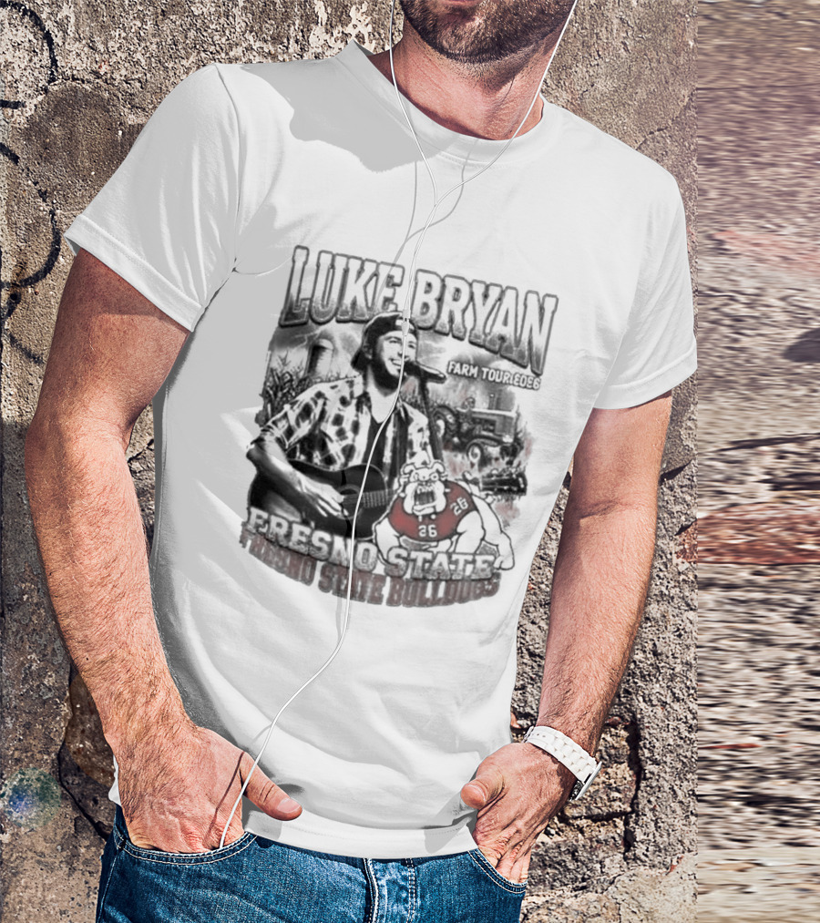 Luke Bryan Farm Tour 2026 Clovis California May 15 Fresno State Bulldogs NCAA T-Shirt
