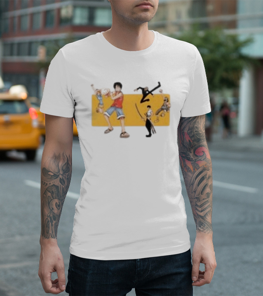 One Piece Classic Anime Characters In Action Pose T-Shirt