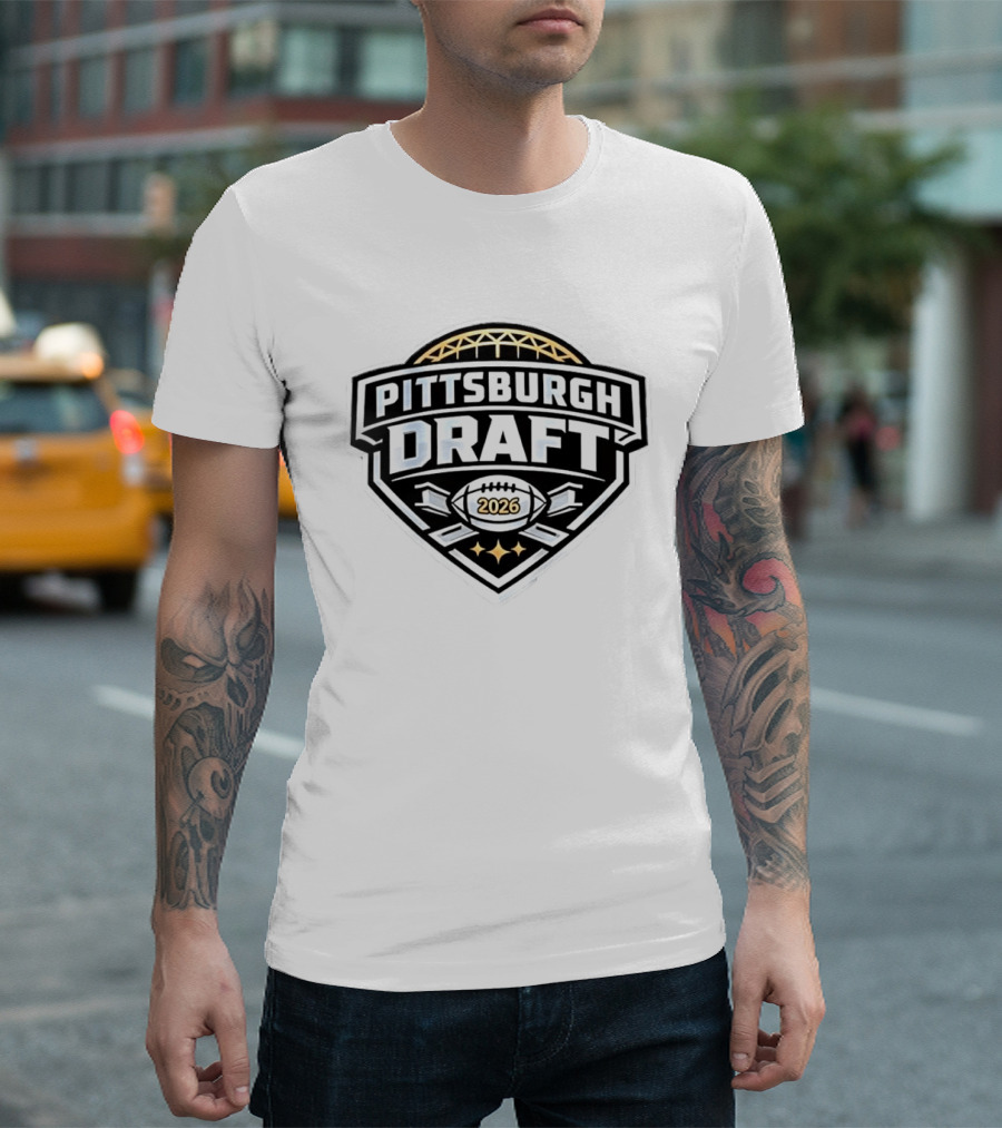 Pittsburgh Steelers Football 2026 Draft Brushed Metal T-Shirt