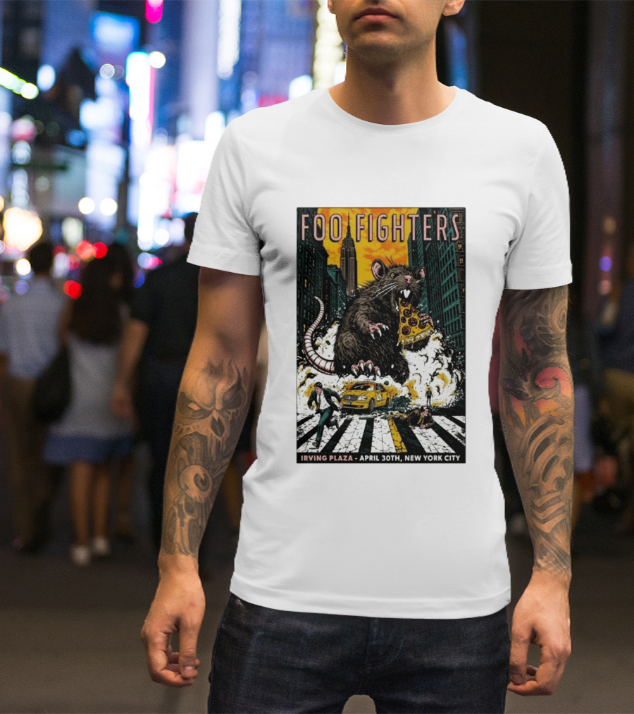 Foo Fighters NYC Irving Plaza April 30 2026 Giant Pizza Rat T-Shirt
