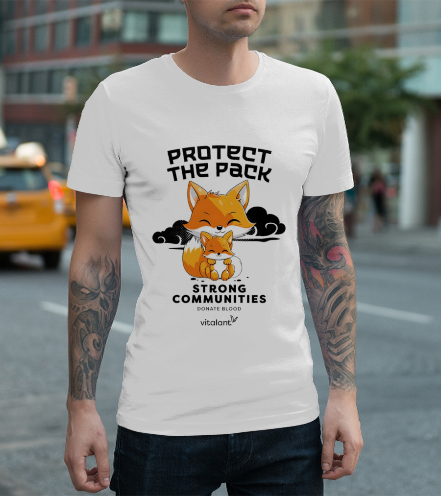 Protect The Pack Strong Communities Donate Blood Vitalant Fox Family T-Shirt