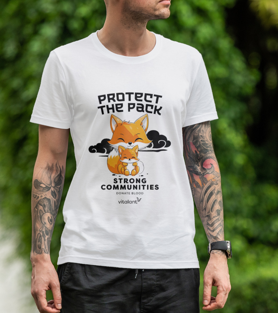 Protect The Pack Strong Communities Donate Blood Vitalant Fox Family T-Shirt