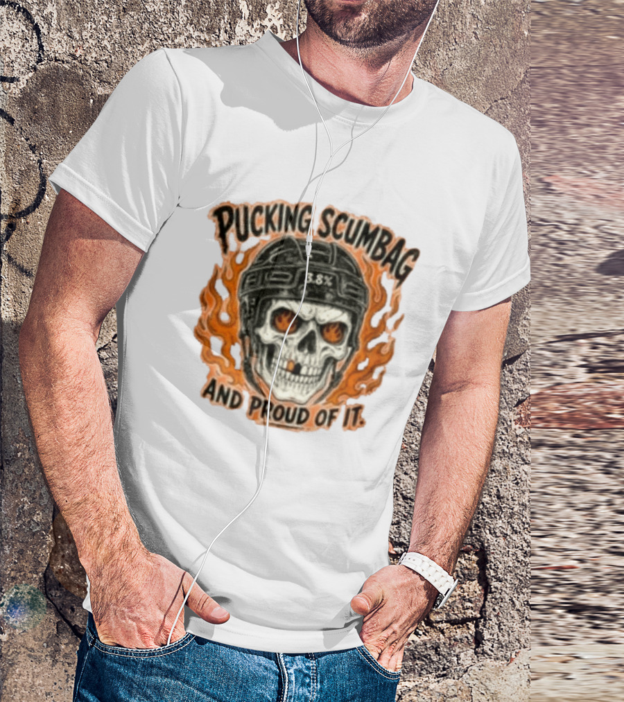 Pucking Scumbag Skull Helmet Flames Proud 38% T-Shirt
