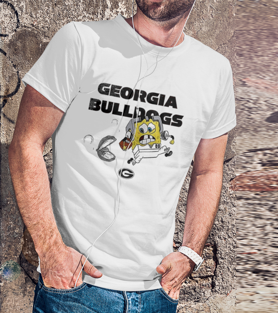 Georgia Bulldogs SquarePants Running October Baseball Fly The W T-Shirt