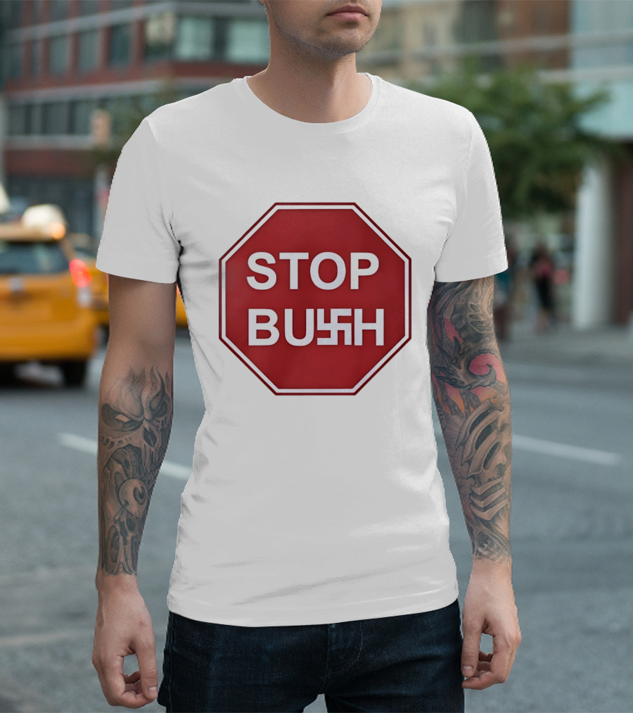 STOP BUSH Swastika Sign Octagon T-Shirt