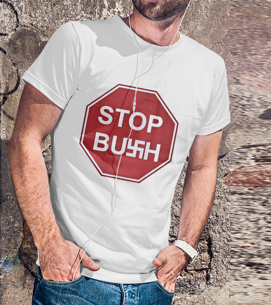 STOP BUSH Swastika Sign Octagon T-Shirt