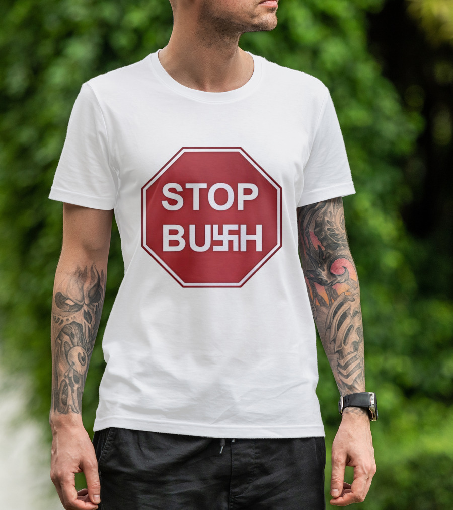STOP BUSH Swastika Sign Octagon T-Shirt