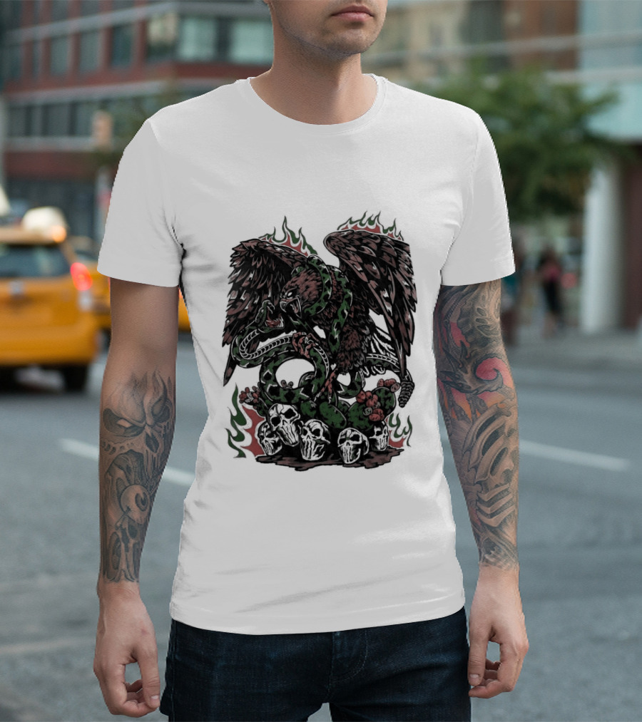 Warren Lotas Mexico Eagle Snake Cactus Flames T-Shirt
