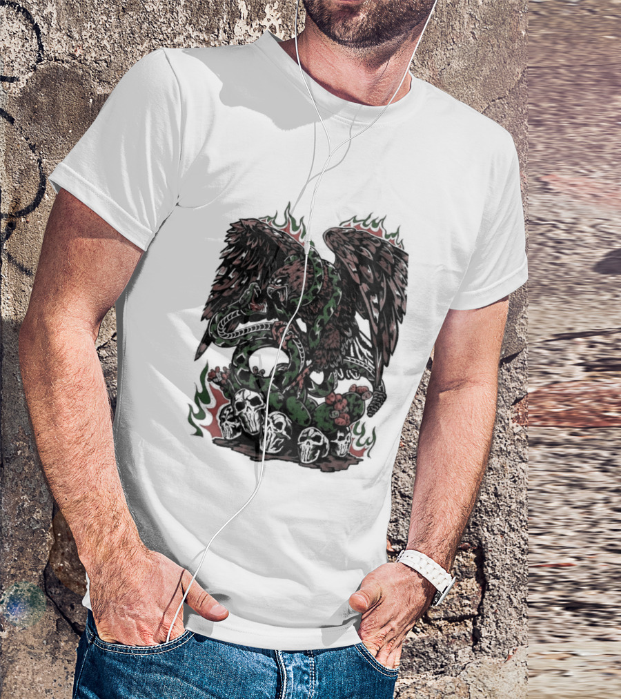 Warren Lotas Mexico Eagle Snake Cactus Flames T-Shirt
