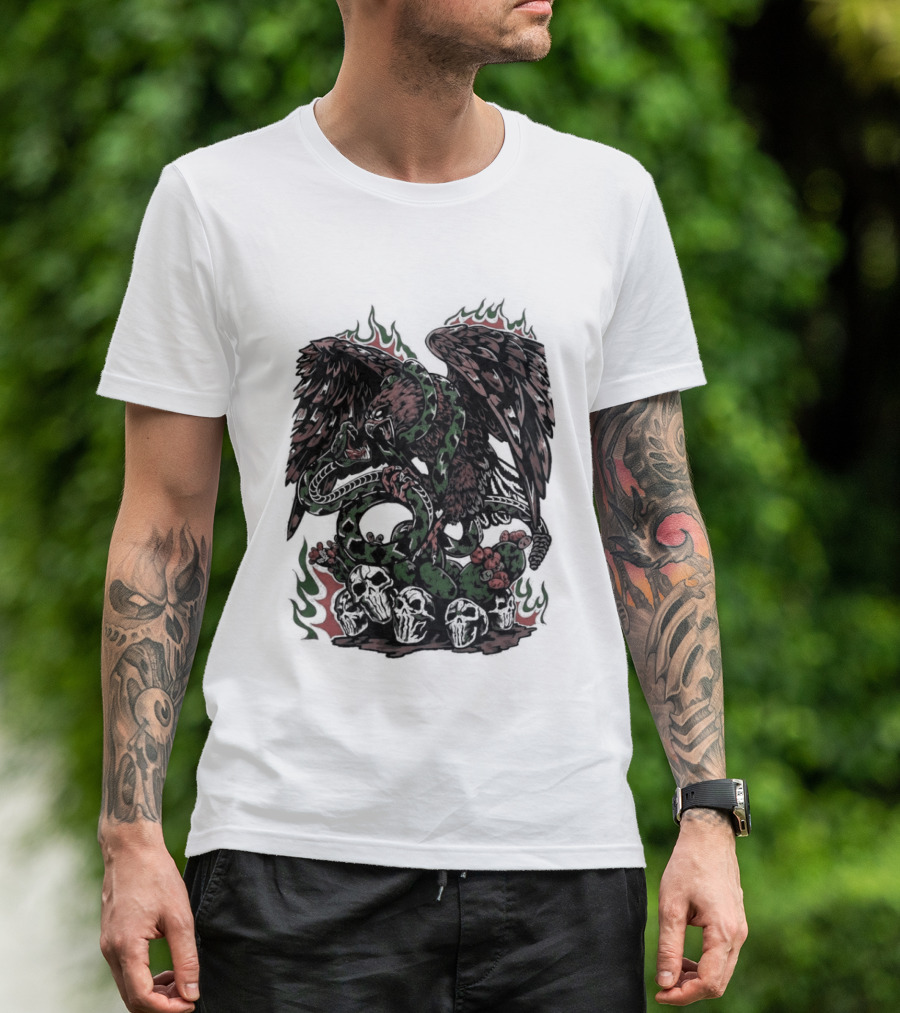 Warren Lotas Mexico Eagle Snake Cactus Flames T-Shirt