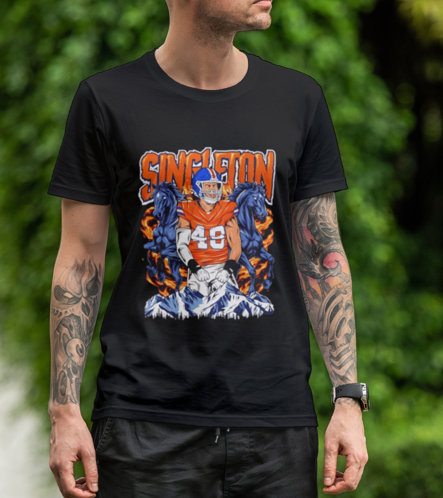 Alex Singleton Denver Broncos Dark Horse 48 Rocky Mountains T-Shirt