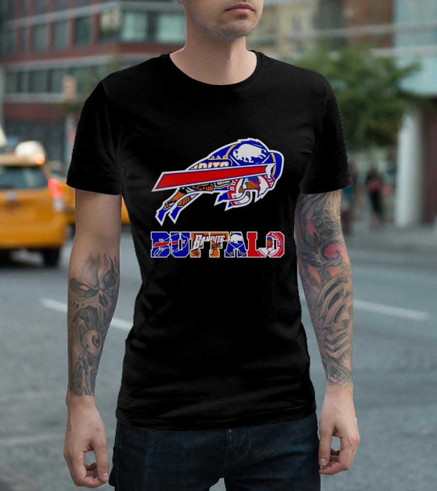 Buffalo Bills Sabres Braves Bandits Bisons Sports Teams Mashup T-Shirt