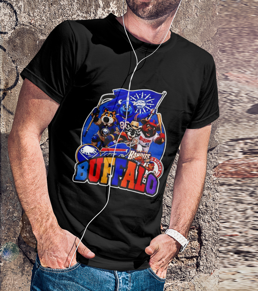 Buffalo Sabres Bills Bandits Bisons Mascot Squad T-Shirt