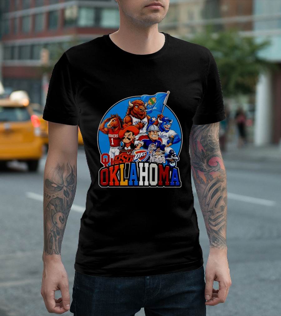 Oklahoma Sooners OSU OKC Thunder Drillers Oilers Mascots Collection T-Shirt