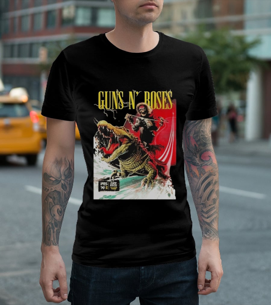 Guns N' Roses F1 Miami Grand Prix Florida 2026 Skeleton Rides Crocodile Hard Rock Live April 30 T-Shirt