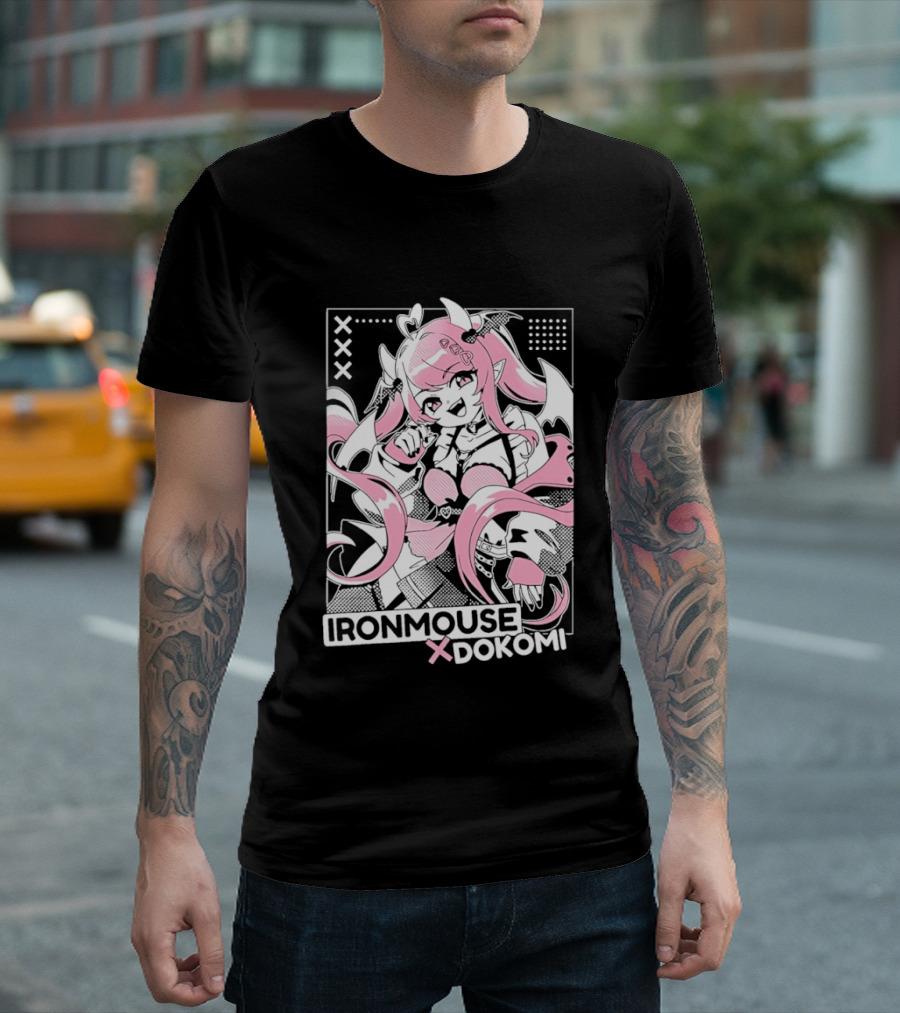 Ironmouse X Dokomi Exclusive Anime Pink Aesthetic T-Shirt