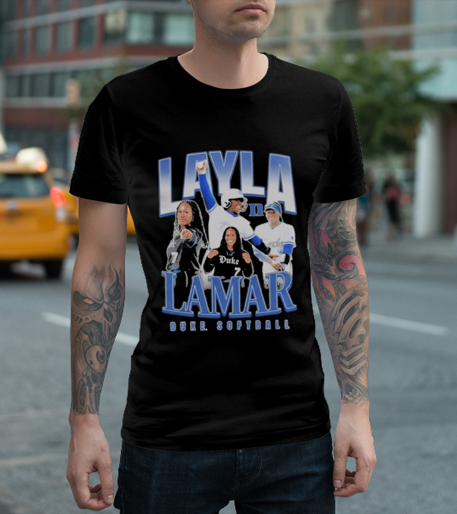 Layla Lamar Duke Blue Devils Softball 90s Baseball Team Celebration T-Shirt