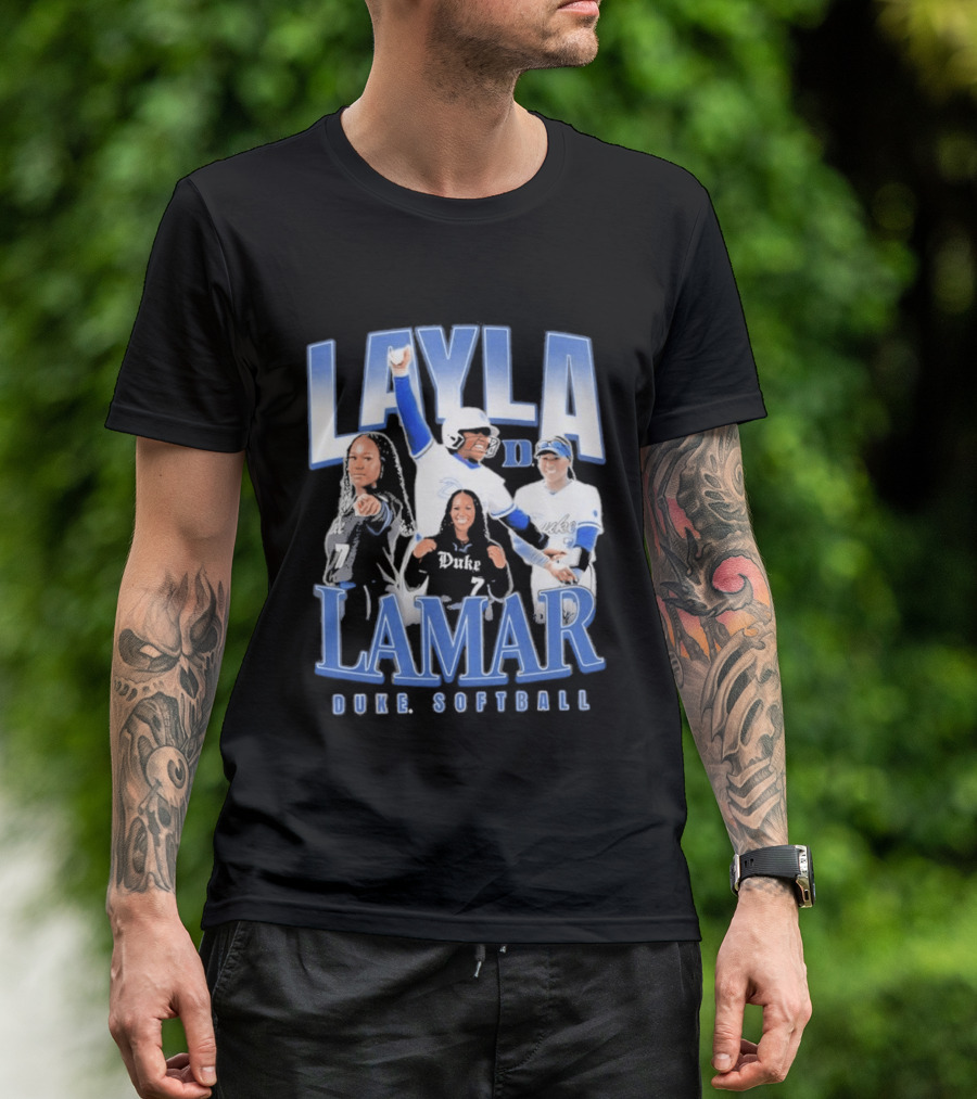 Layla Lamar Duke Blue Devils Softball 90s Baseball Team Celebration T-Shirt