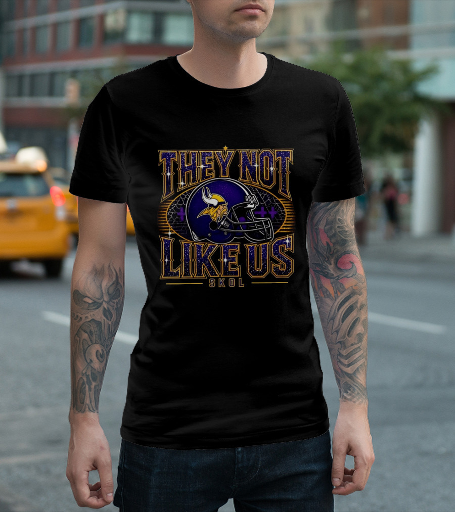 Minnesota Vikings They Not Like Us SKOL Helmet Twinkle T-Shirt