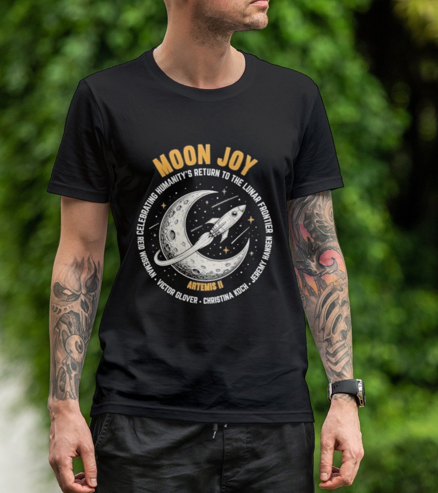 Moon Joy Celebrating Humanity's Return Lunar Frontier Artemis II Rocket Adventure T-Shirt