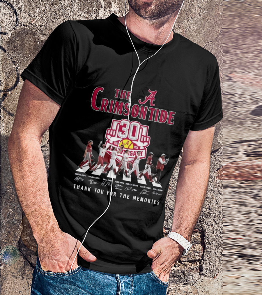 The Crimson Tide 30th Anniversary 1997 2025 Thank You For The Memories Signatures T-Shirt
