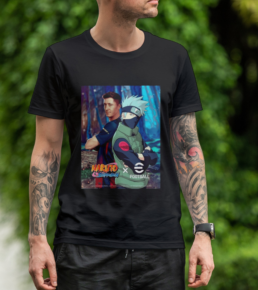Naruto Shippuden X EFootball Featuring Robert Lewandowski And Kakashi 2026 T-Shirt
