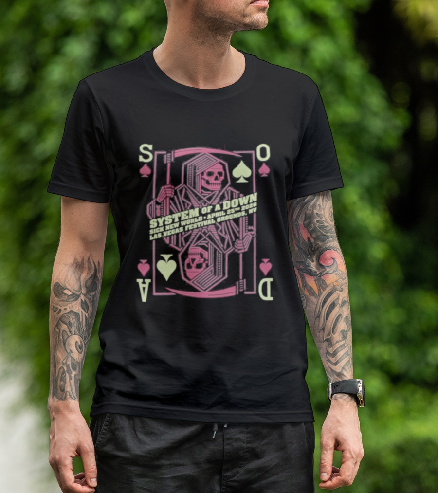 SOAD April 25th 2026 Las Vegas Playing Card Skull T-Shirt