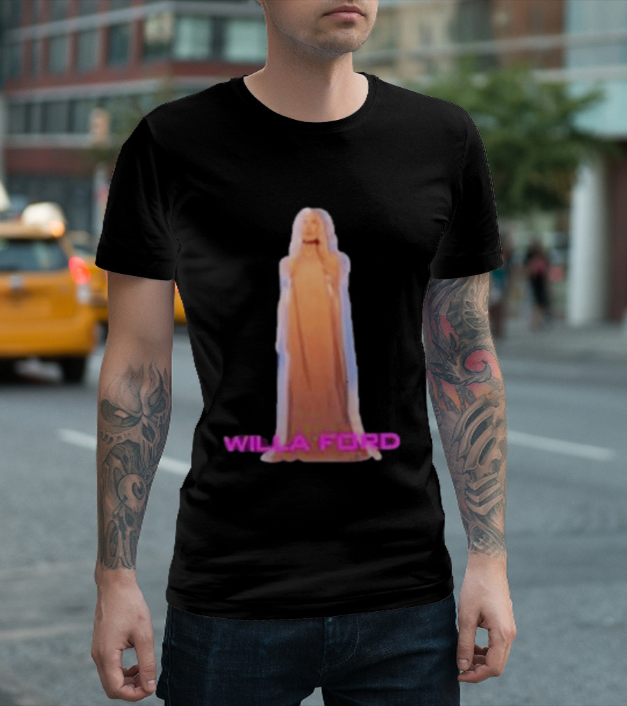 Willa Ford Statue Pink Text Highlighted T-Shirt