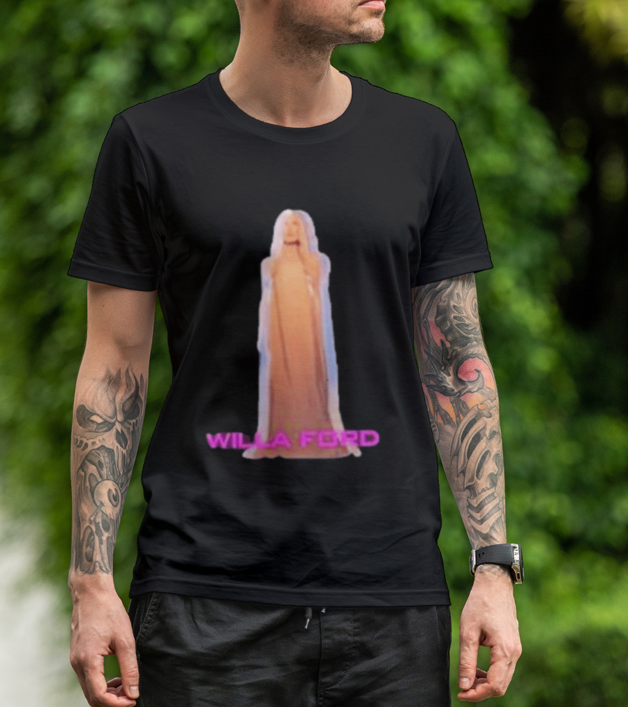 Willa Ford Statue Pink Text Highlighted T-Shirt