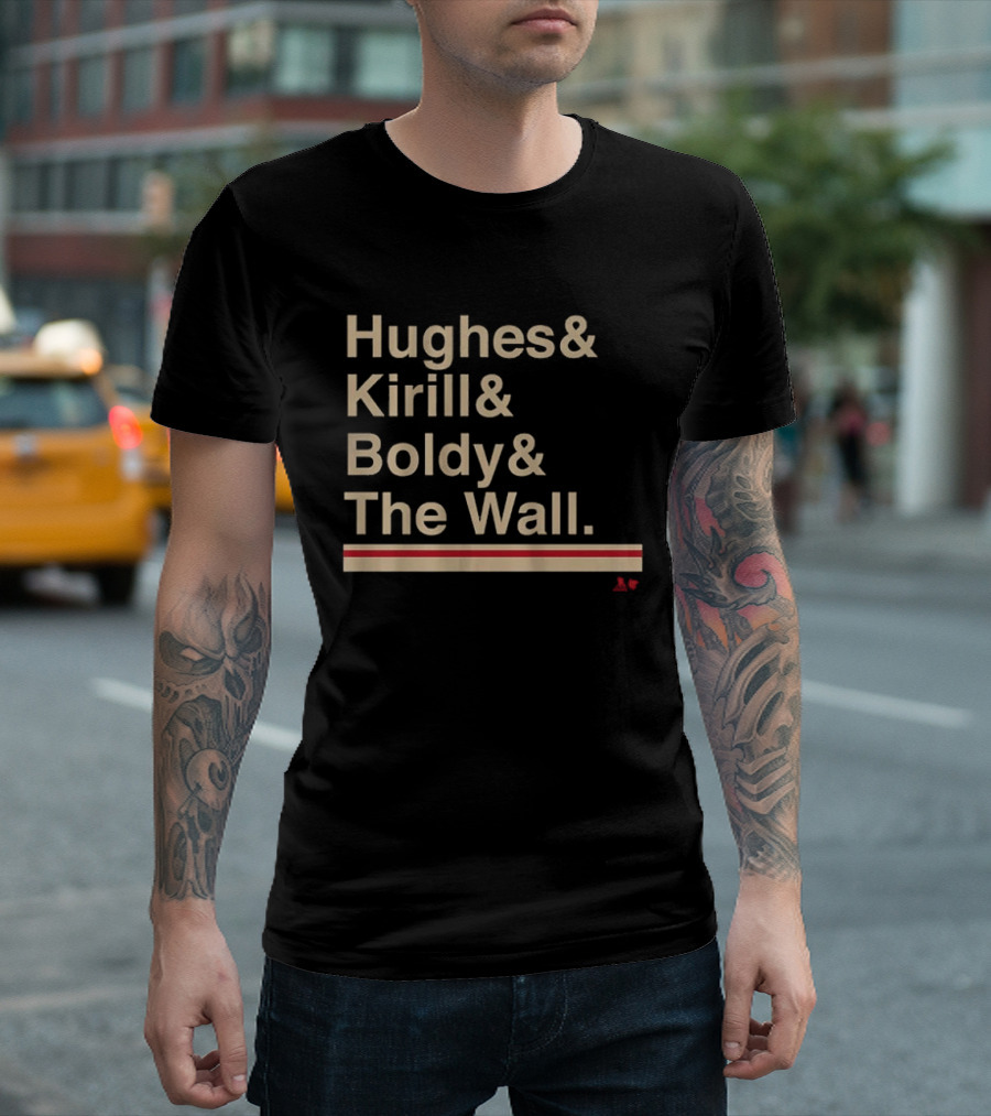 Hughes Kirill Boldy The Wall Minnesota Hockey Ampersand T-Shirt