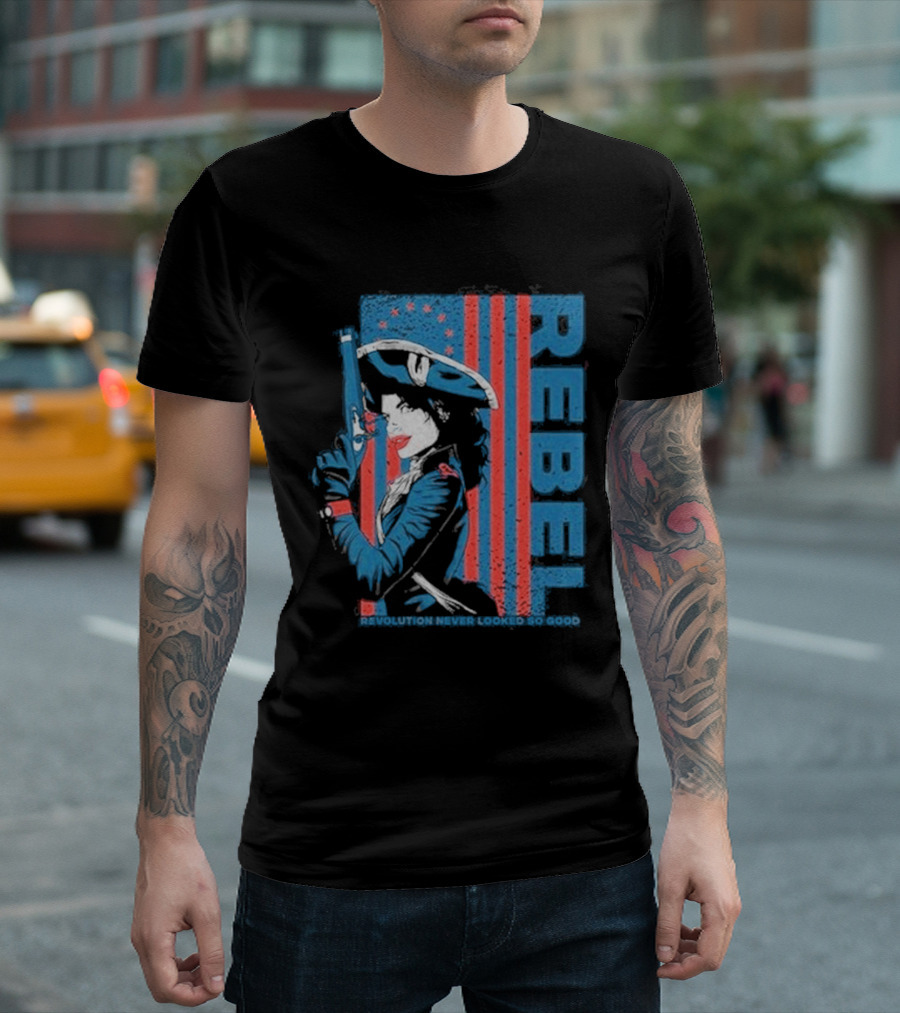 Women's Rebel Revolution Never Looked So Good Slim Fit 2026 American Flag Soldier T-Shirt
