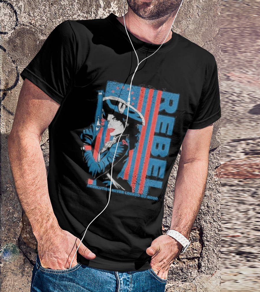 Women's Rebel Revolution Never Looked So Good Slim Fit 2026 American Flag Soldier T-Shirt