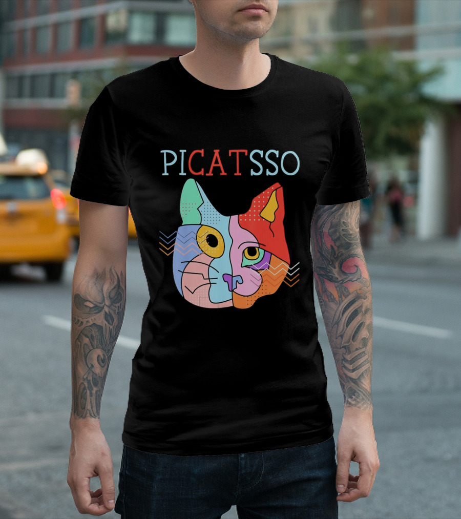 Picatsso Cat Colorful Cubist Style Artistry T-Shirt