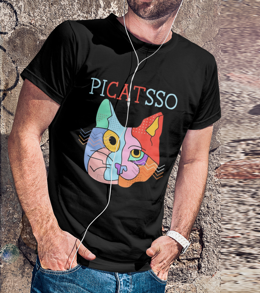 Picatsso Cat Colorful Cubist Style Artistry T-Shirt