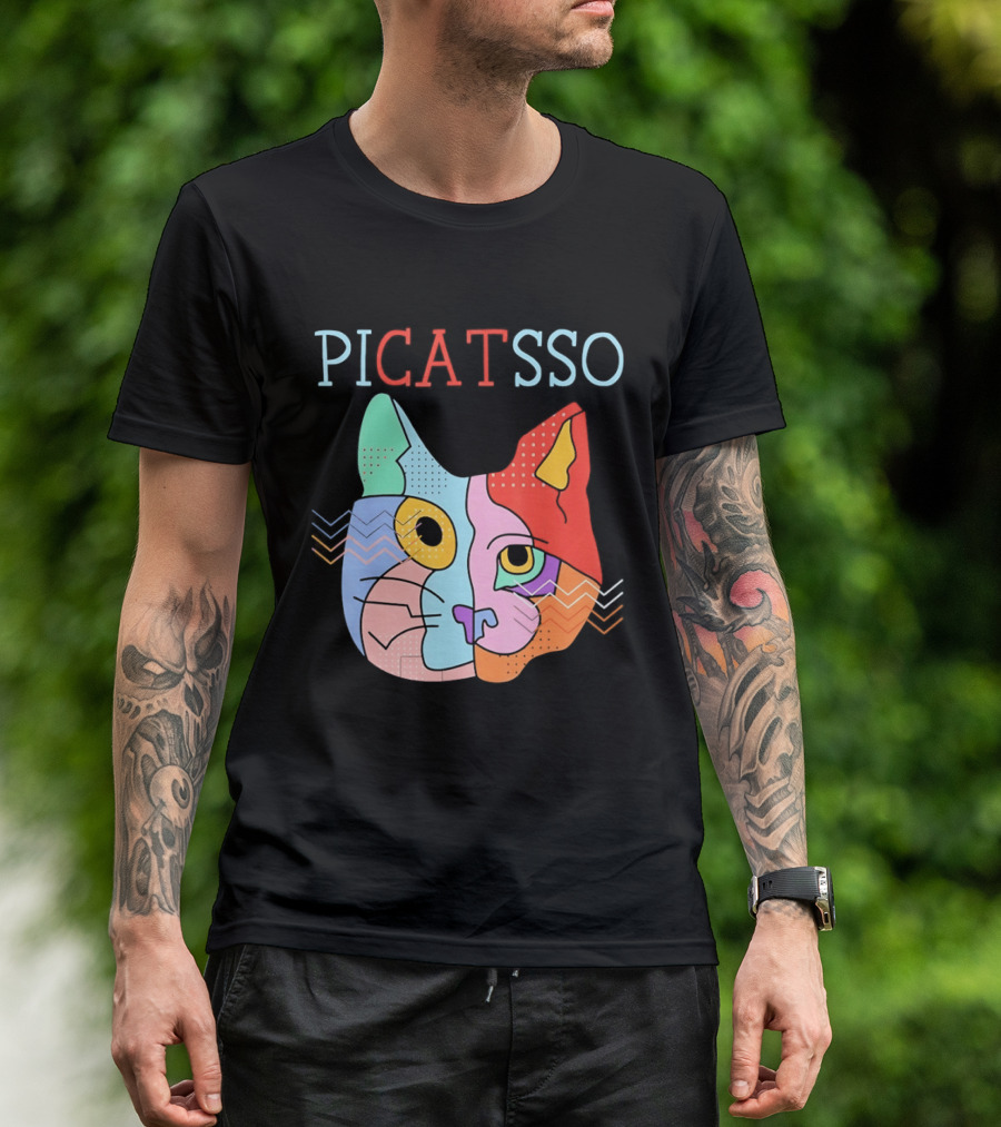 Picatsso Cat Colorful Cubist Style Artistry T-Shirt