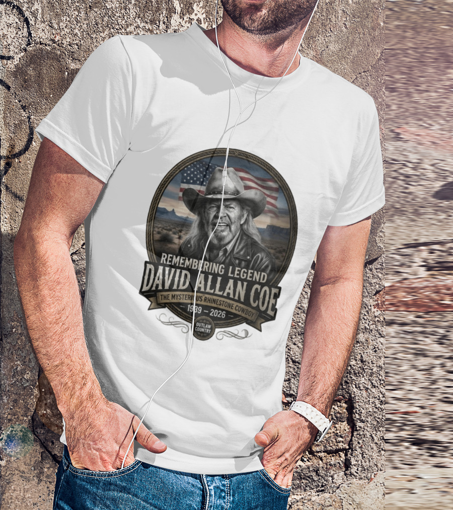 David Allan Coe Remembering Legend The Mysterious Rhinestone Cowboy 1939 2026 Outlaw Country T-Shirt