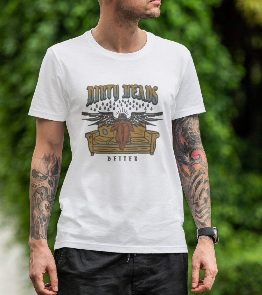 Dirty Heads Better Angel On Couch With Raindrops And Wings T-Shirt