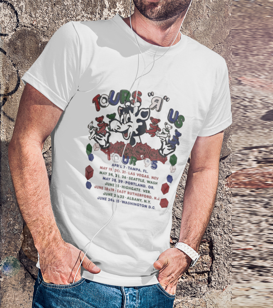 Grateful Dead 1995 Tours R US Tampa Las Vegas Seattle Portland Washington D.C. Rare T-Shirt