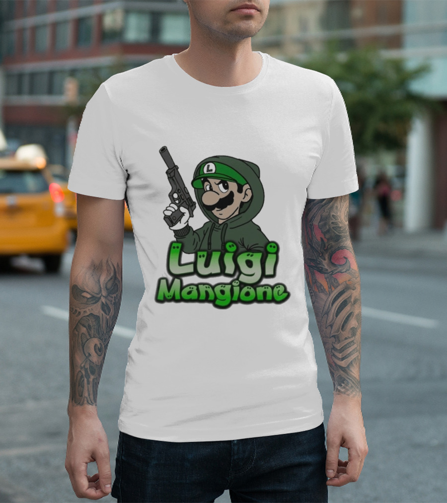 Luigi Mangione Super Mario Gun T-Shirt