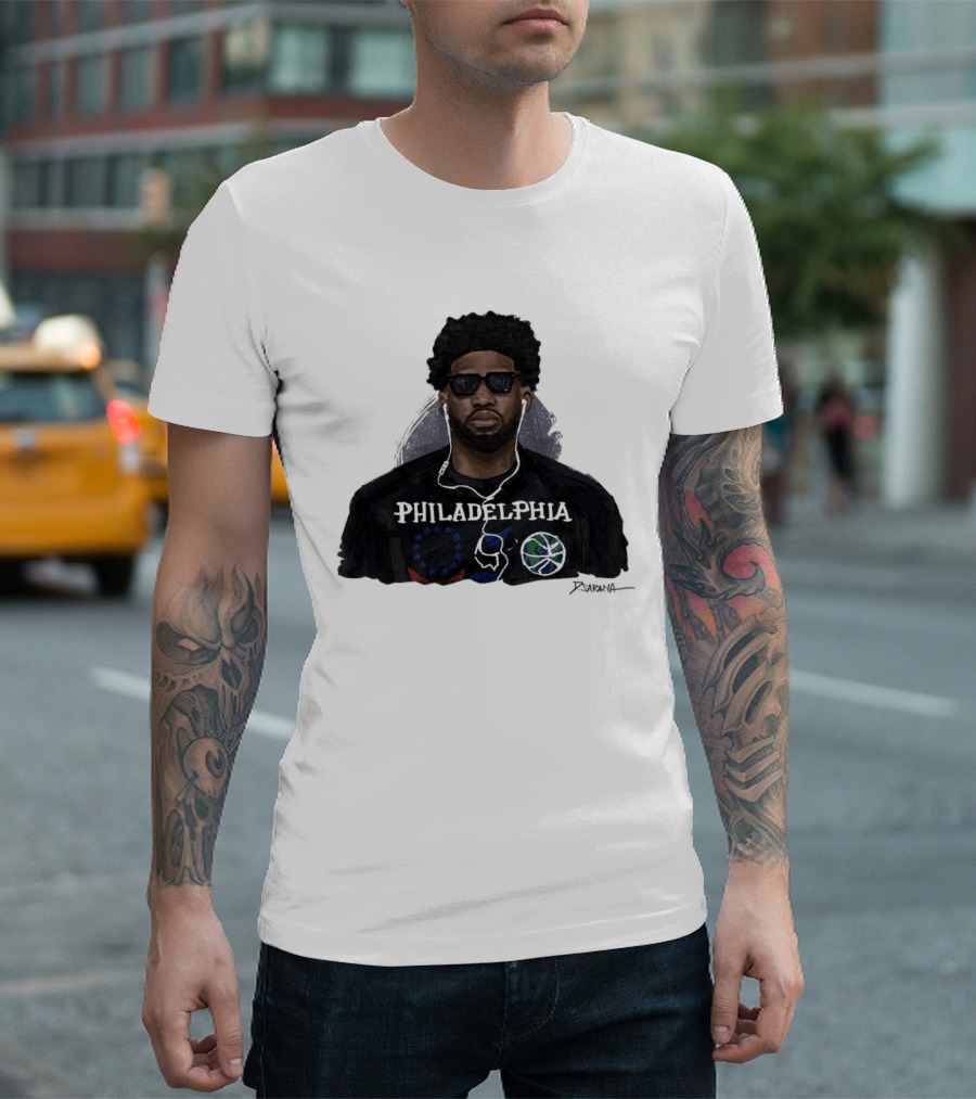Philadelphia Basketball Sixers Joel Embiid Artwork By D. Sarana T-Shirt