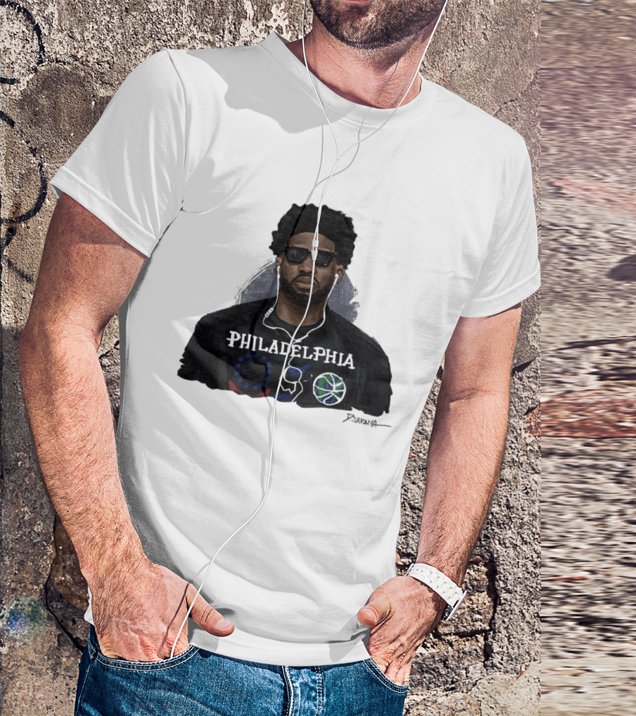 Philadelphia Basketball Sixers Joel Embiid Artwork By D. Sarana T-Shirt