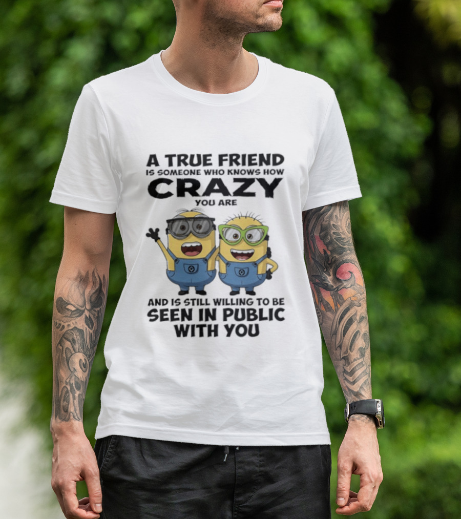 Minions A True Friend Crazy You Are Seen In Public T-Shirt