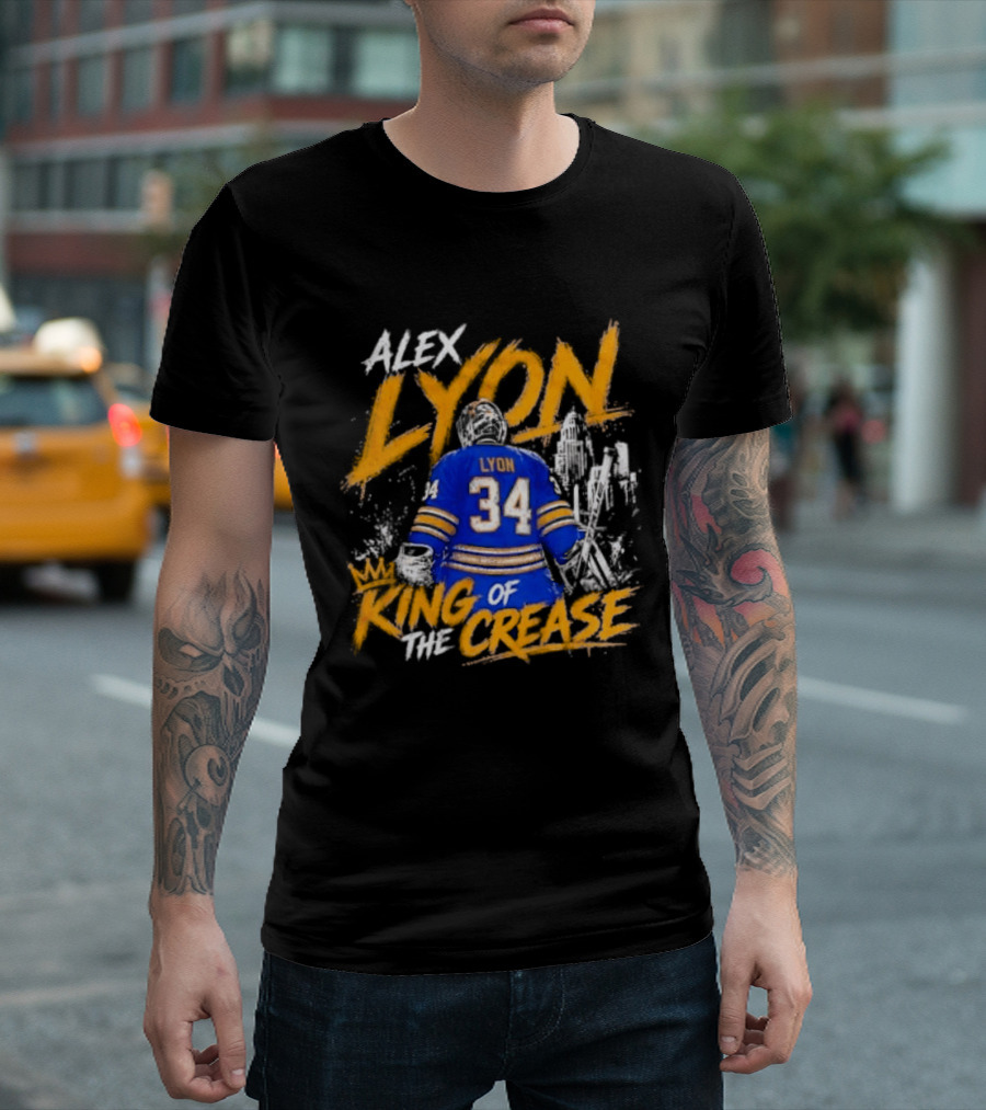 Alex Lyon 34 King Of The Crease Sabres T-Shirt