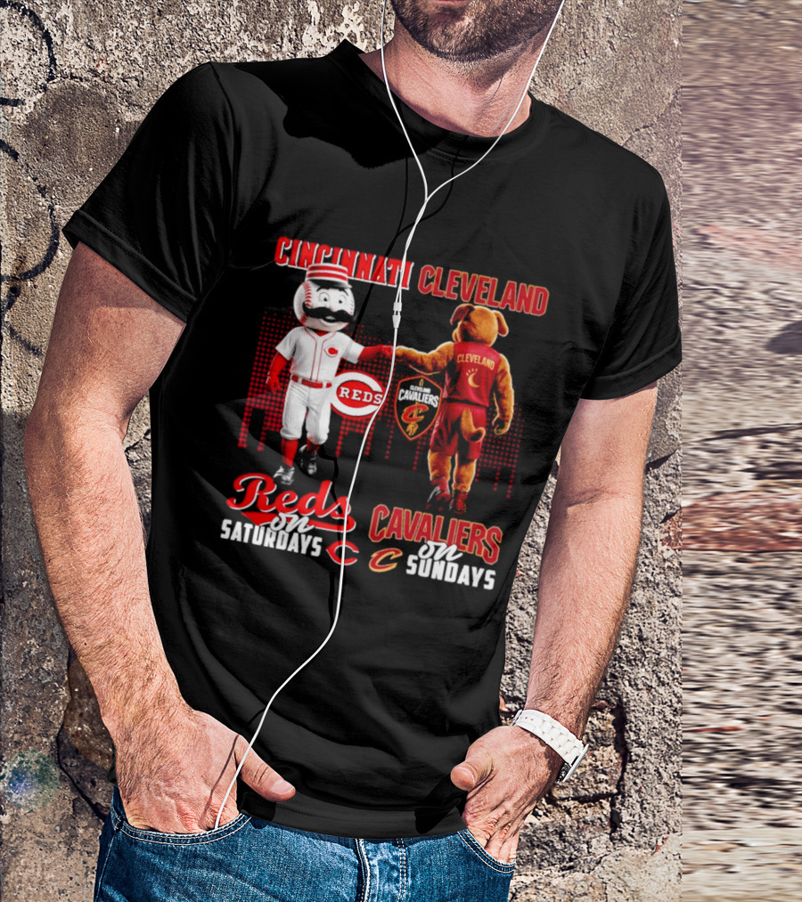 Cincinnati Reds Saturdays Vs Cleveland Cavaliers Sundays Skyline T-Shirt